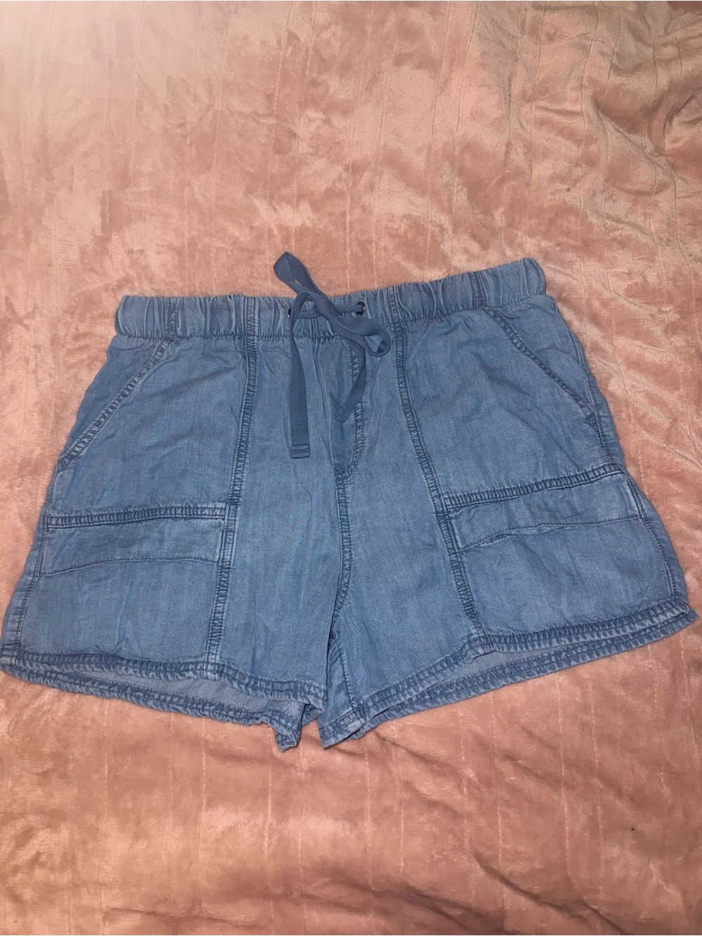 Time and Tru Light Blue Drawstring Denim Shorts
